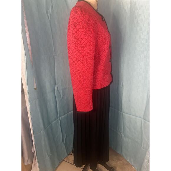 NOS Vintage 80s Red And Black Skirt Suit Sz 10 USA Made With Tags - Picture 6 of 11